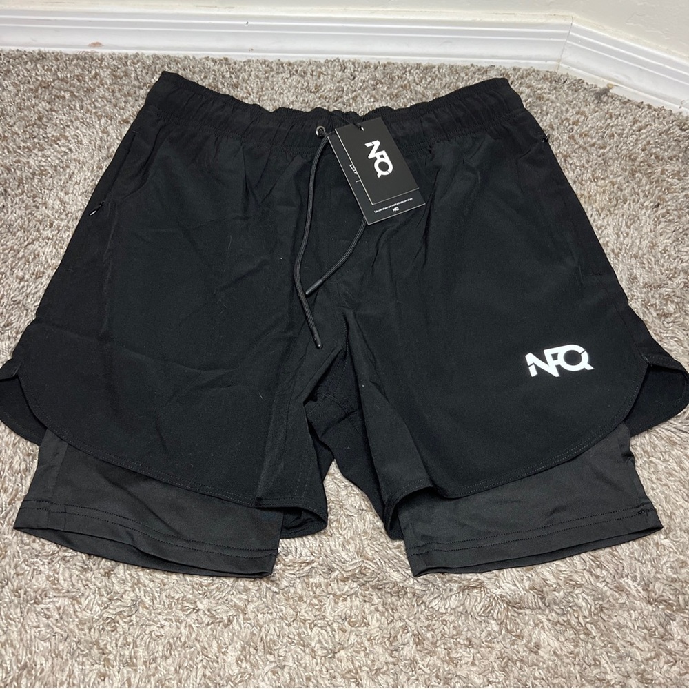 NFQ (Never F*cking Quit) Gym Shorts,  Gray - Size Small, 2 In 1 Shorts